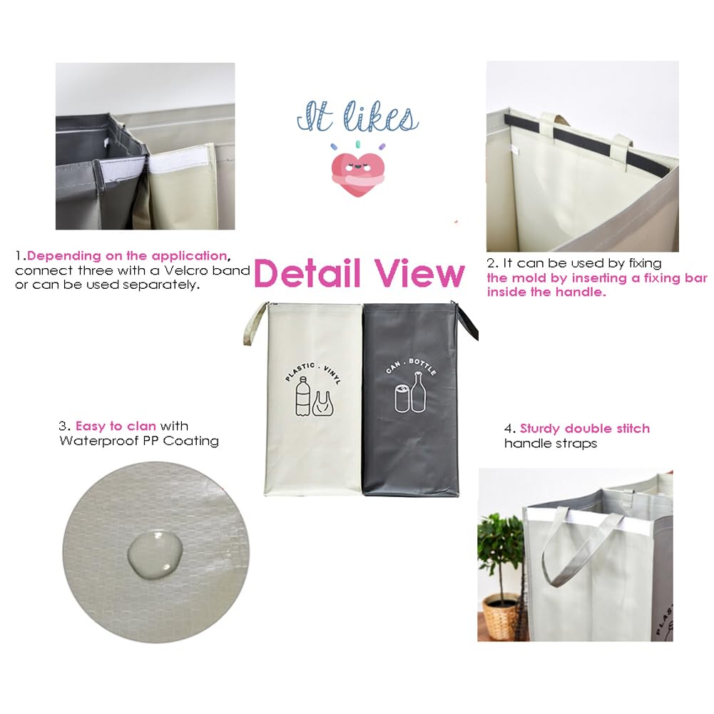 Separate Recycling Waste Bin Bags for Kitchen Home Recycle Garbage Trash Sorting Bins Organizer Waterproof Baskets