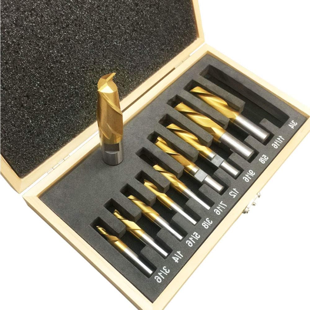 Set of 10 PC 2 Flute HSS End Mill Set Tin Coated Single End Shank Mills