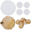 5 Pack Silicone Resin Molds, 1 Pcs Large Tray Mold for Resin + 4 Pack Geode Agate Coaster Molds, Round Tray and