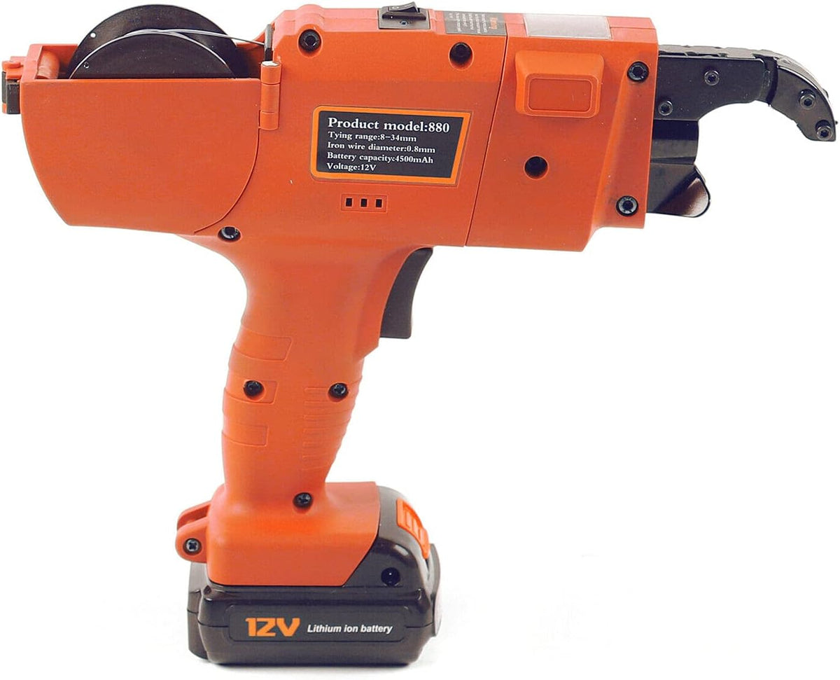 Automatic Rebar Tier Tying Machine, 8-34mm 12V Handheld Rebar Tier Gun Steel Bar Rod Tying Banding Tool Kits Steel