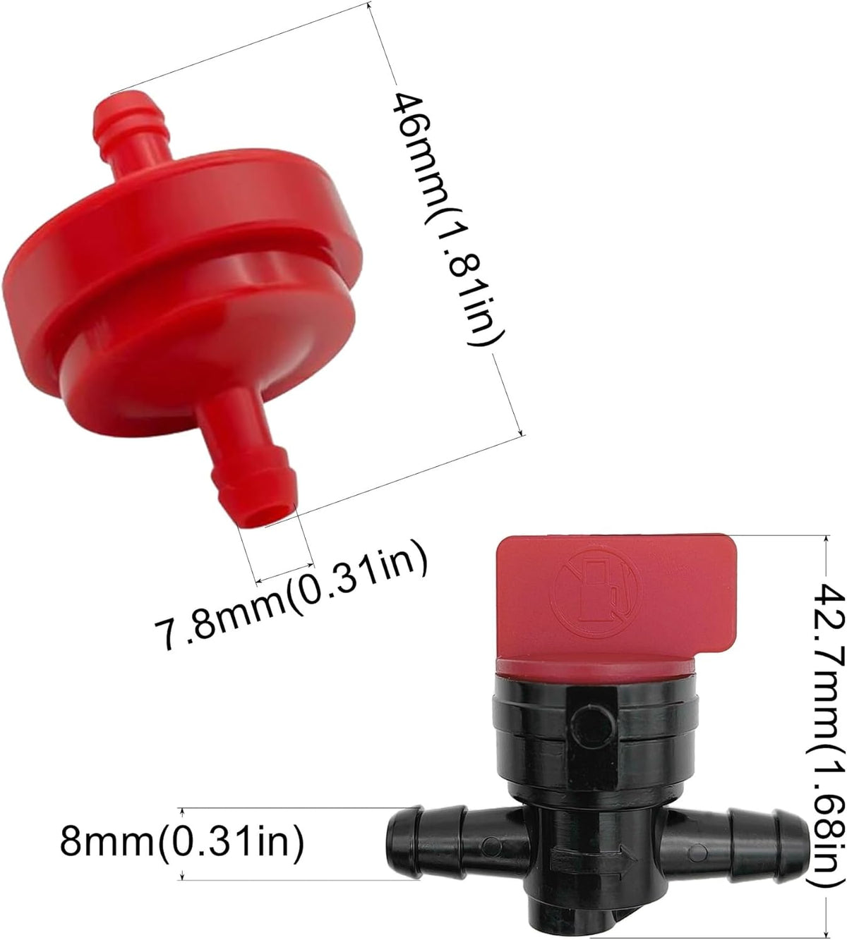 Strongthium 1/4" Fuel Line Hose & Inline Gas Fuel Filter Shut Off Valve Kit