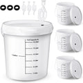 4 Pcs White 2 Gallon Fermentation Bucket with Twin Bubble Airlock Grommets Lid Brewing Wine Fermenter Fermentation