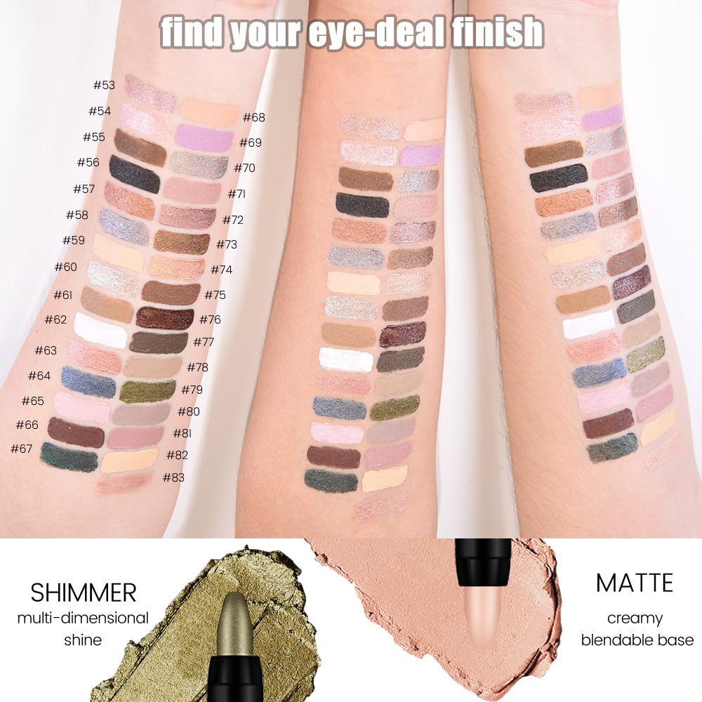 8Pcs Cream Eye Shadow Sticks Set, Matte Shimmer Eyeliner Pencil Eyeshadow Palette Makeup, Eye Highlighter Brightener