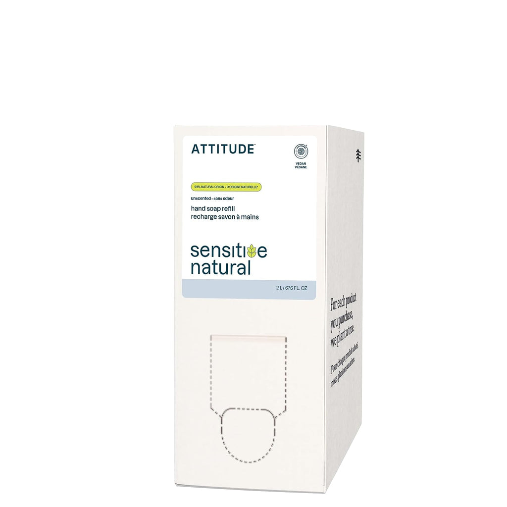 ATTITUDE Gentle Hand Soap, 4X Refill, Oat, Unscented, 67.6 oz