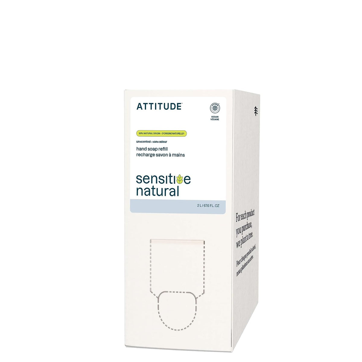 ATTITUDE Gentle Hand Soap, 4X Refill, Oat, Unscented, 67.6 oz
