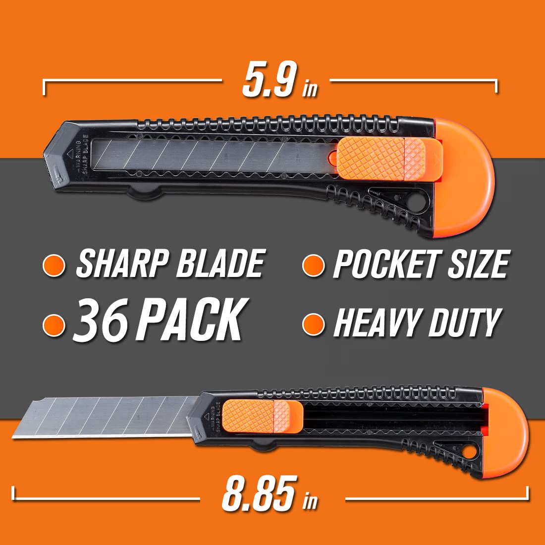 36-Pack Box Cutters, Retractable Utility Knife, 18mm Wide Blade