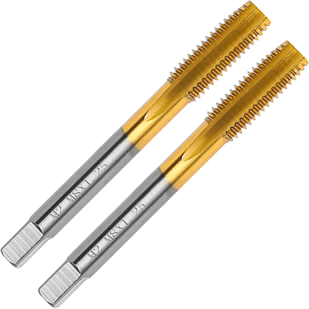 2Pcs M8 X 1.25 Thread Tap for Metal, M8 X 1.25 M2 HSS Thread Milling Tap