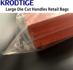 100 Pack 12" x 18"x 2 Mil Thick Clear Plastic Shopping Merchandise Retail Bags with Die Cut Handles