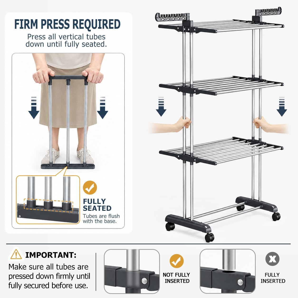 𝟖𝟎% 𝟎𝐟𝐟 Clothes Drying Rack Foldable, 4-Tier Drying Rack with Wheels | Upgraded Foldable Laundry Drying Rack, Clothes
