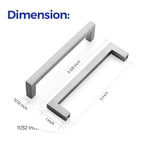 Brushed Nickel Square Solid Cabinet Handles, 5 Inch, 20 Pack
