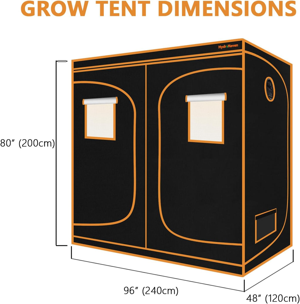 8x4 Grow Tent Kit (96"x48"x80") - Heavy-Duty 600D Diamond Mylar Lining, 98% Reflective, Viewing Window & Waterproof