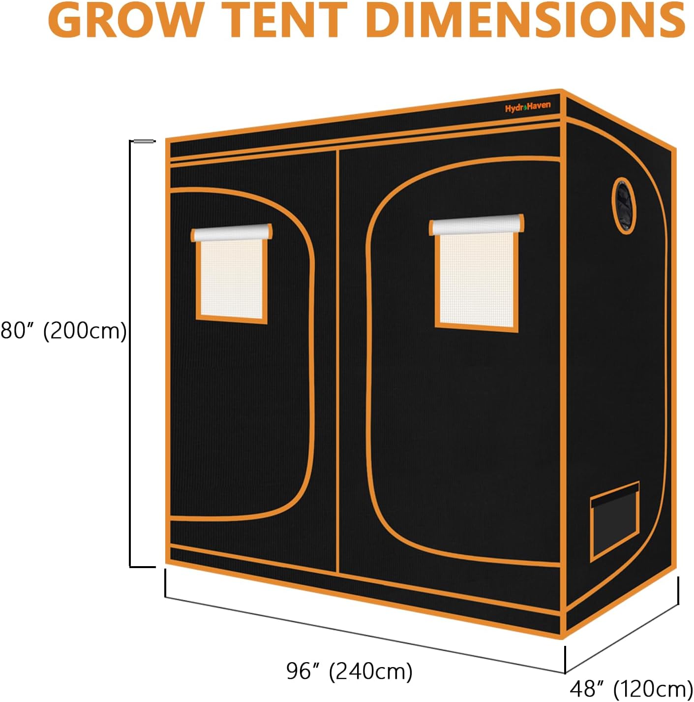 8x4 Grow Tent Kit (96"x48"x80") - Heavy-Duty 600D Diamond Mylar Lining, 98% Reflective, Viewing Window & Waterproof