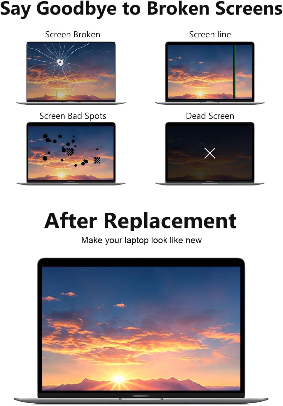 A2338 Screen Replacement 13.3" for MacBook Pro 2020(M1) 2022(M2) LCD-Silver