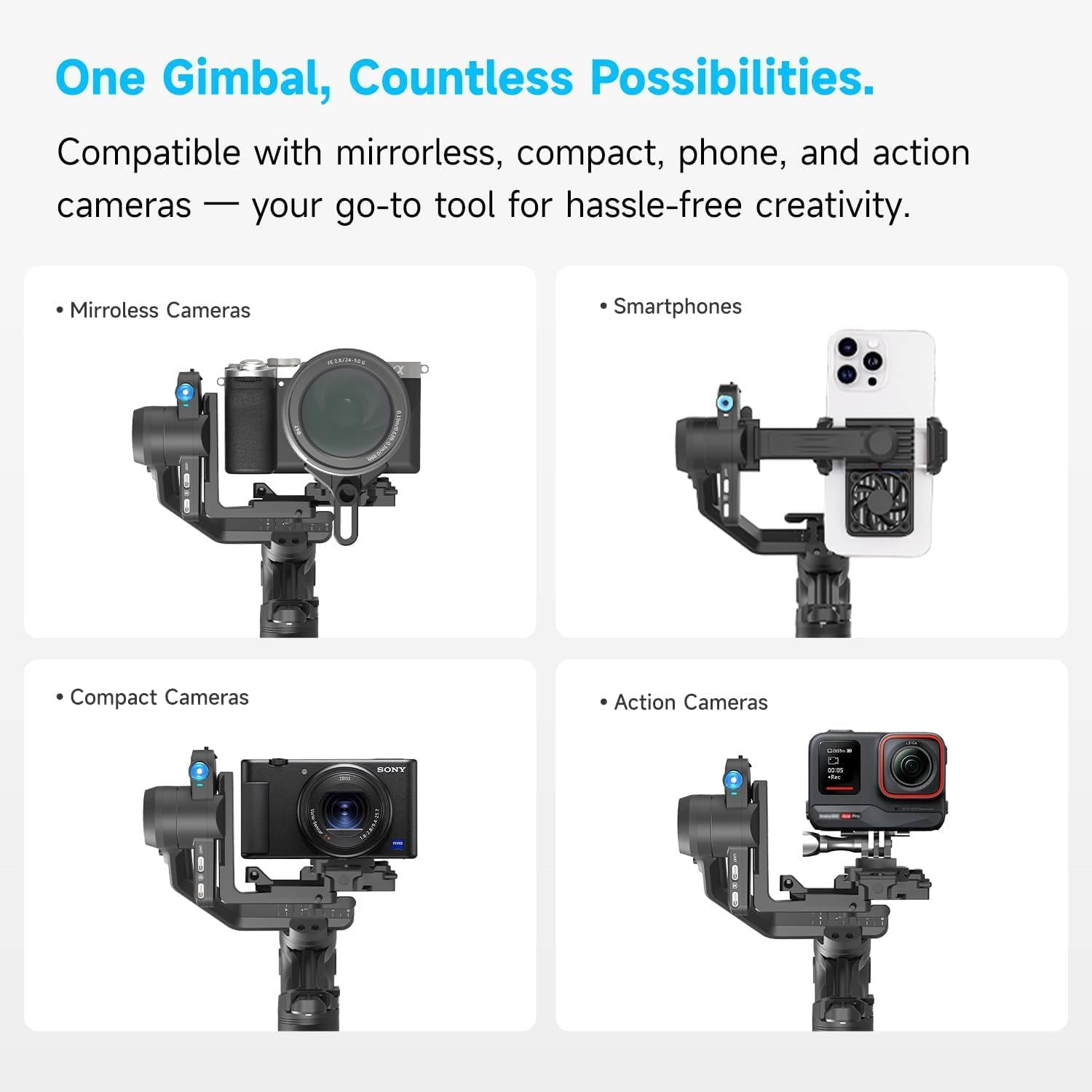 SCORP Mini 3 Combo All-in-One Camera Gimbal with AI Tracking | 3-Axis Stabilizer with vertical shooting, Bluetooth &