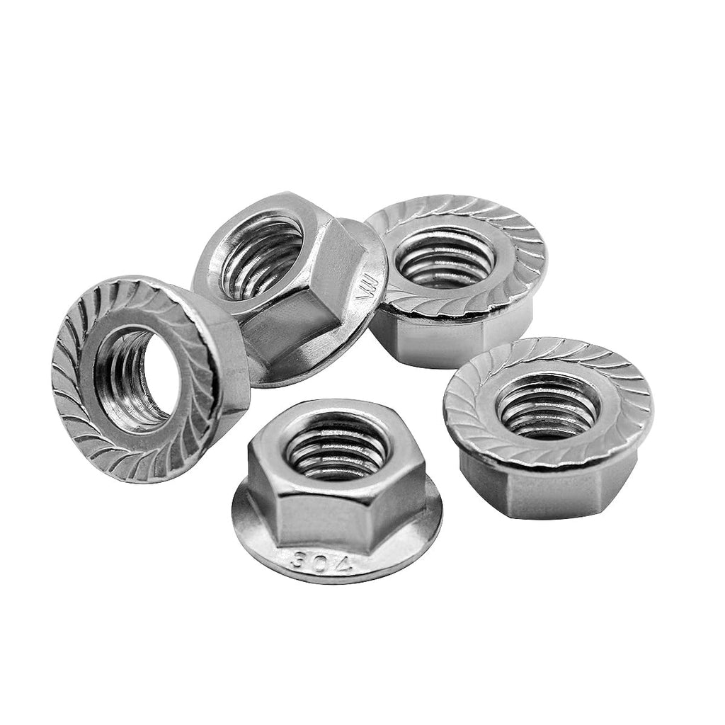 Beduan 30PCS M6*1.0 Serrated Flange Hex Lock Nuts Bright Finish