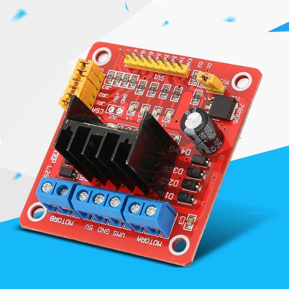 L298N Dual H Bridge Motor Driver Module – Stepper & DC Motor Controller Board with 2A/Bridge, 5V-35V Range for Robotics Application