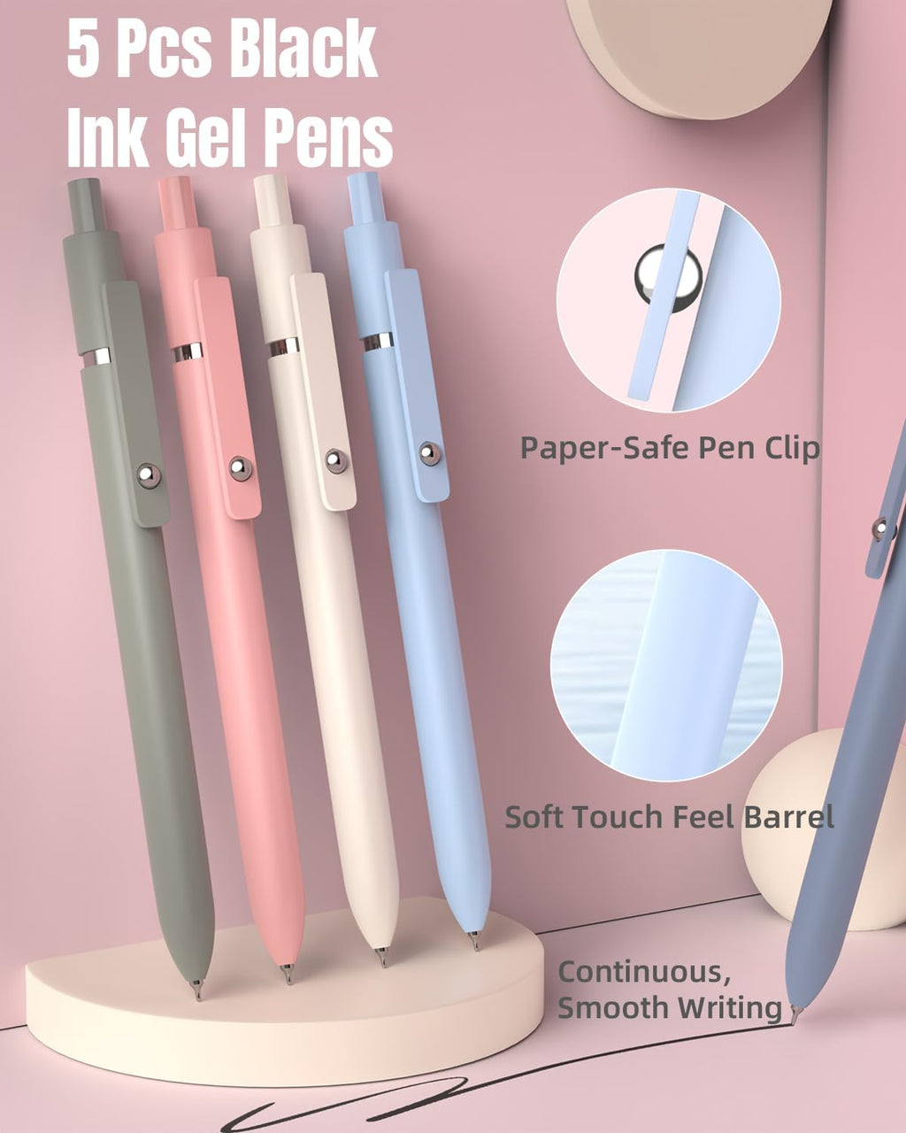School Supplies with Cute Pen Case, 39ct, Pink | Back to School Stationery Set, Essentials for College & Nursing