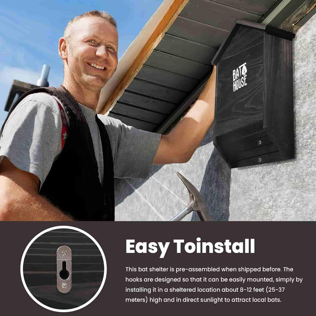 Bat Houses for Outdoors for Tree, 2 Chamber Bat Boxes for Outside to Attract Bats to Land and Roost, Durable and Easy