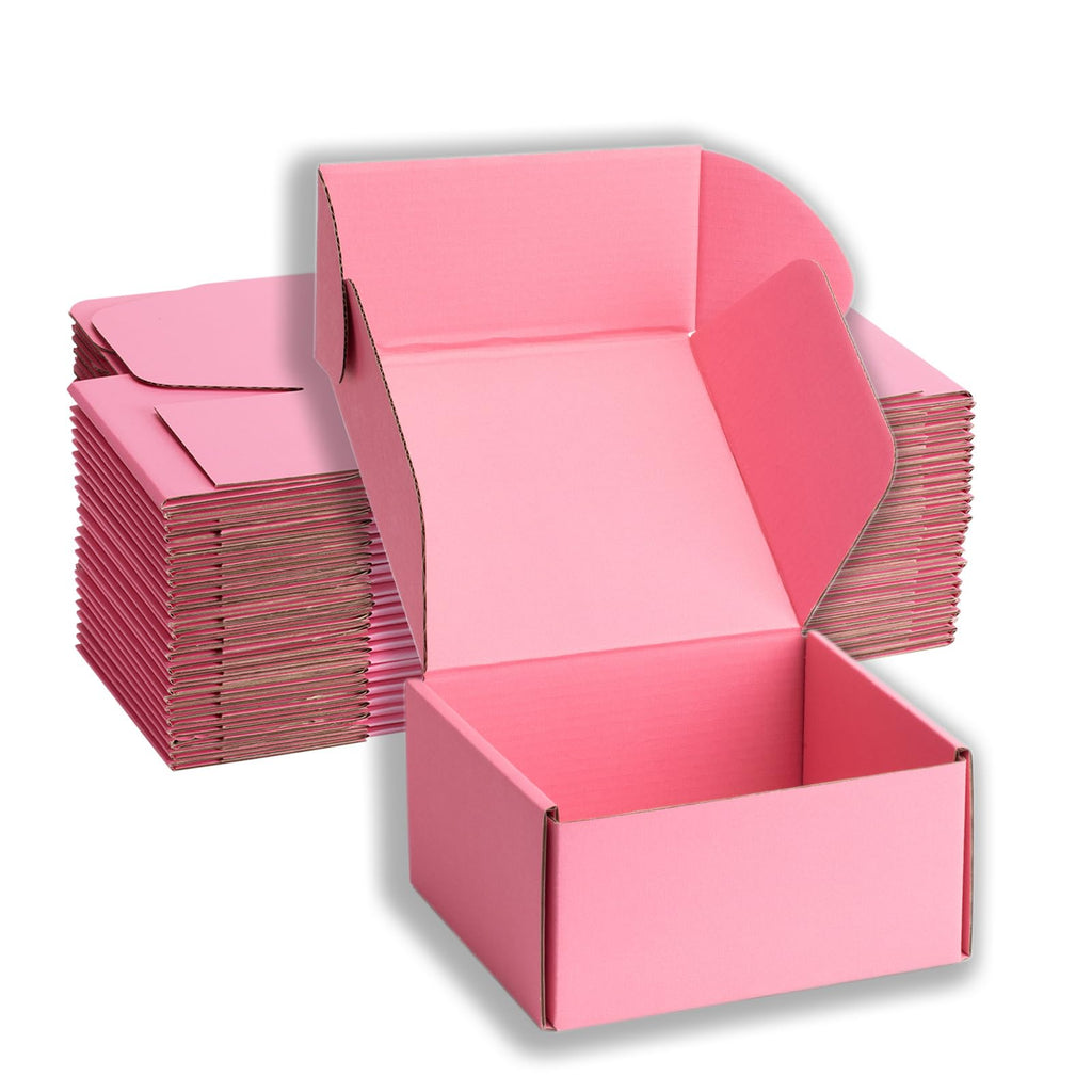 Pink Shipping Boxes 6x6x3 Inches, 20 Pack