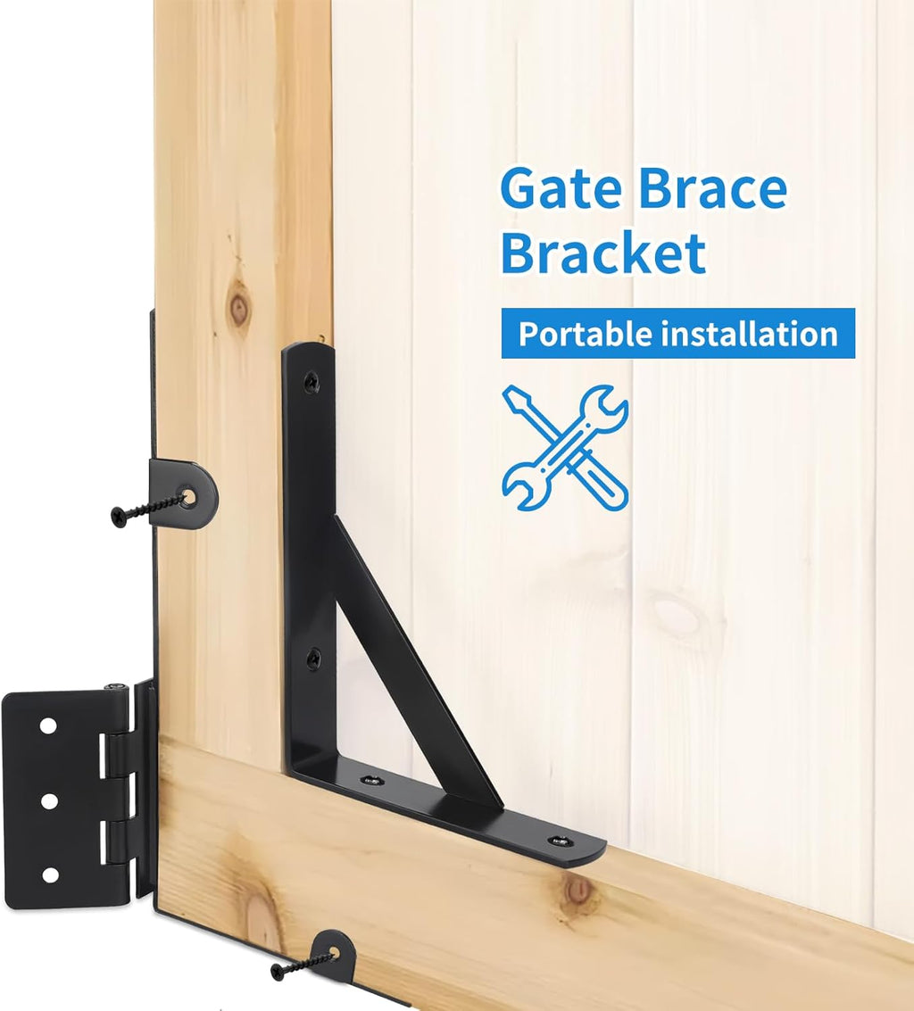 Fence Gate Kit Gate Hardware, Corner Brace Brackets Anti Sag Gate Kit Heavy Duty Gate Hardware for Wooden Fence,Shed