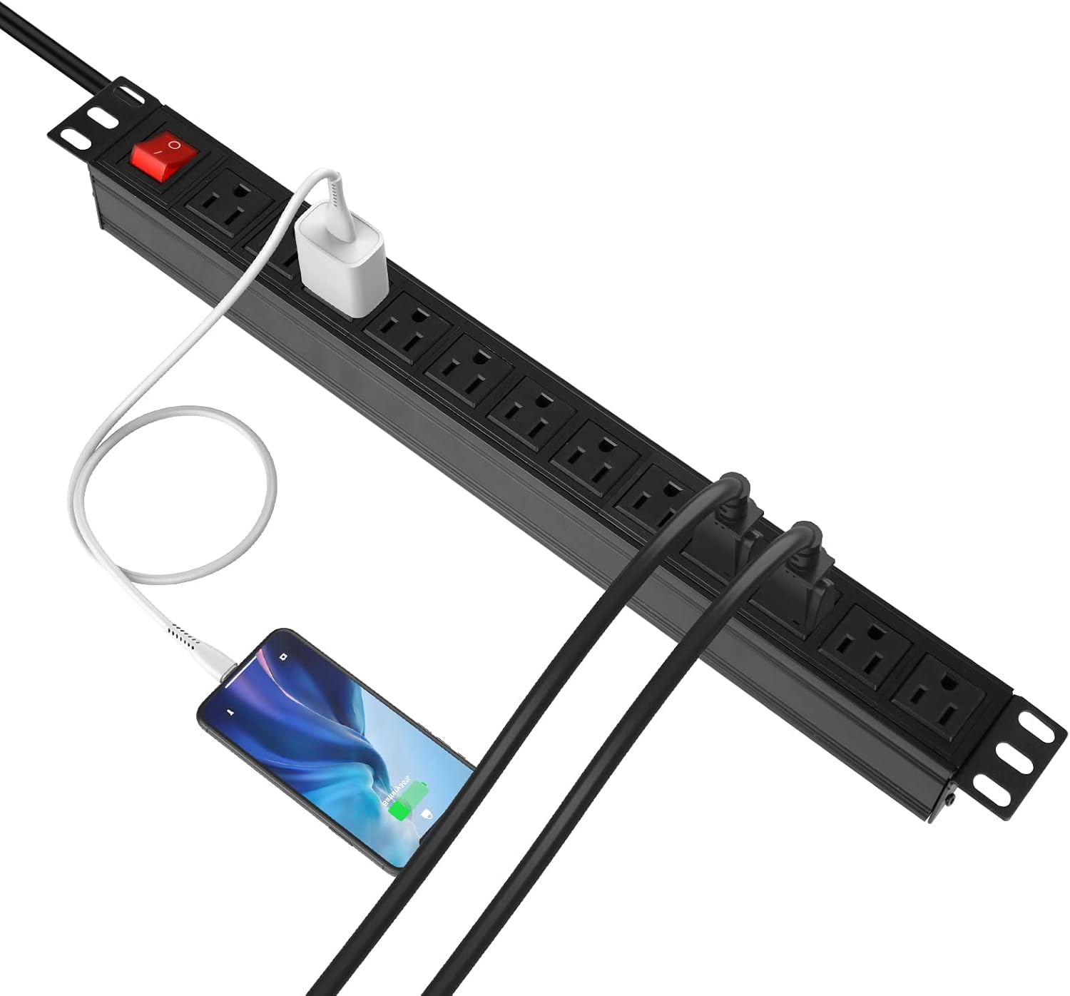 Power Strip Surge Protector Rack-Mount PDU, 12-Outlet Power Strip with Switch, Metal Mountable Heavy Duty for Server