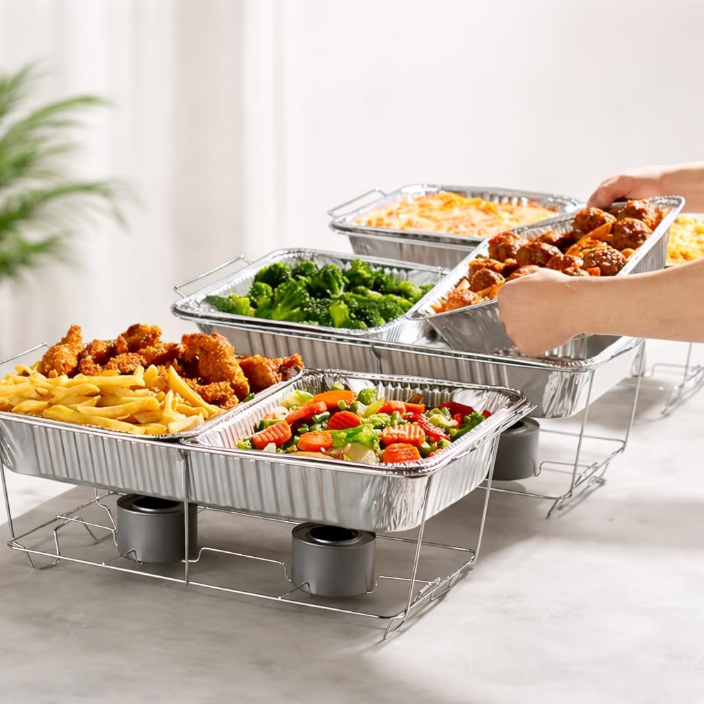 Disposable Chafing Dish Buffet Set for Buffets, Catering, 3 Rack 33 PCE Set | Chafing Set, Includes Fuel Cans