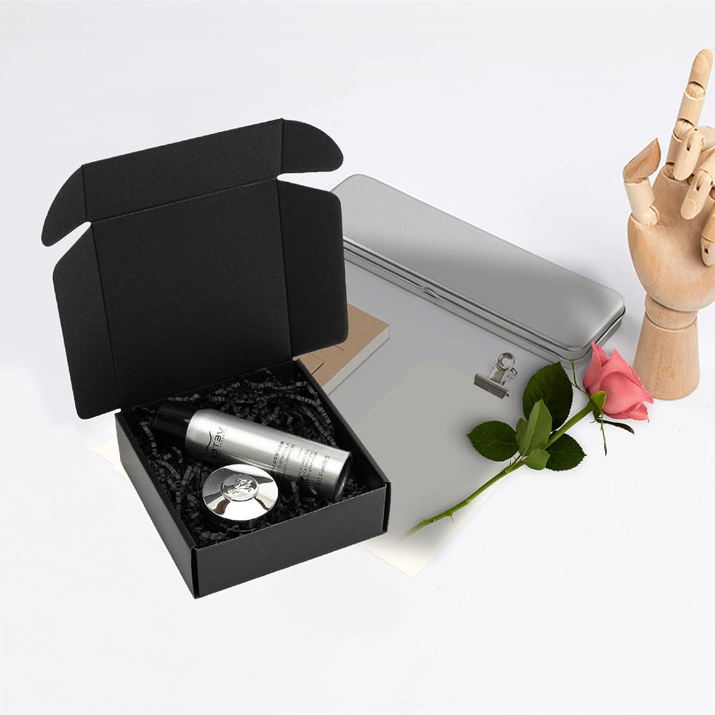 6x6x2" Small Black Shipping Boxes - 24 Pack Corrugated Cardboard Mailing Box Packaging for Small Business - Tab