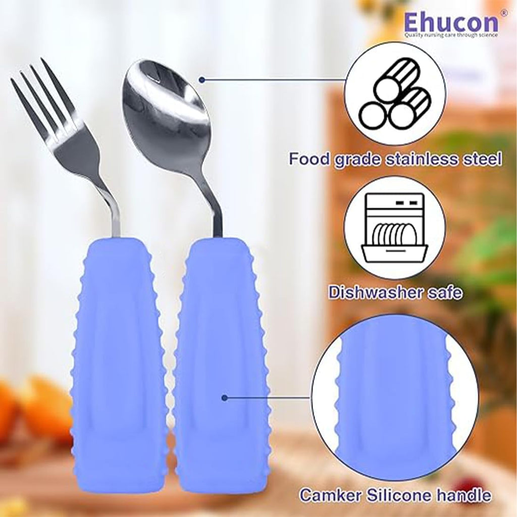 Adaptive Utensils,Weighted Angled Silverware,Parkinsons Aids,Angled Silverware Spoon and Fork Set for Elderly