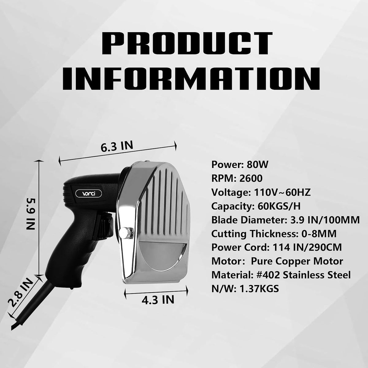 Commercial Gyro Cutter, 80W Electric Shawarma Knife