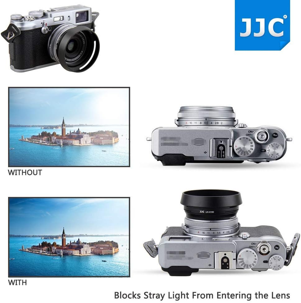 Metal Lens Hood Shade Protector with 49mm Filter Adapter Ring for Fujifilm X100VI X100V X100F X100T X100S X100 X70