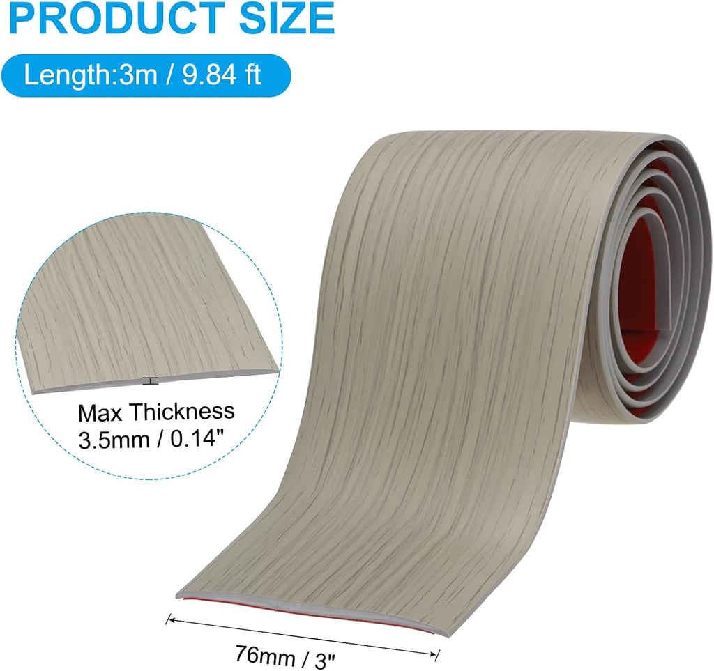 Self Adhesive Floor Transition Strip 10 ft x 3" Vinyl Flat Divider Flooring for Joining Floor Gaps Carpet Transition