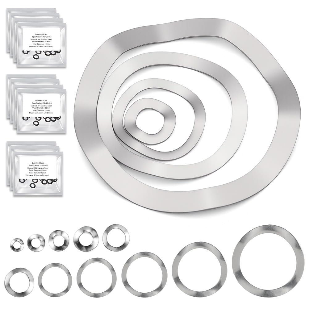 Wave Washer Assortment Kit, 240pcs Wave Spring Washer M3-M25, 304 SS
