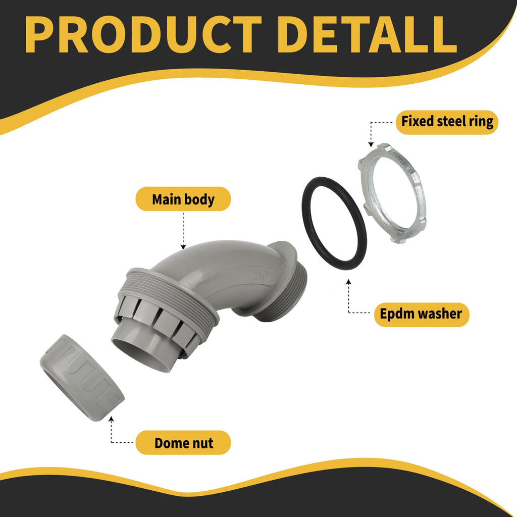 HDHAODA Conduit Connectors, 2 Inch, 90-Degree, Grey, 5-Pack