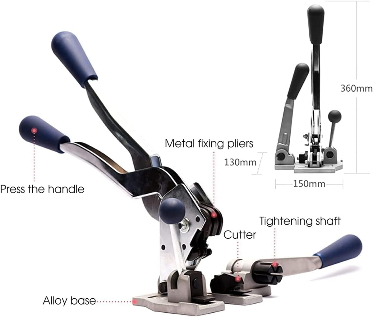 3 in 1 Strapping Packing Machine, Manual Strap Tensioner Crimper, Belts Banding Tool Packing Machine