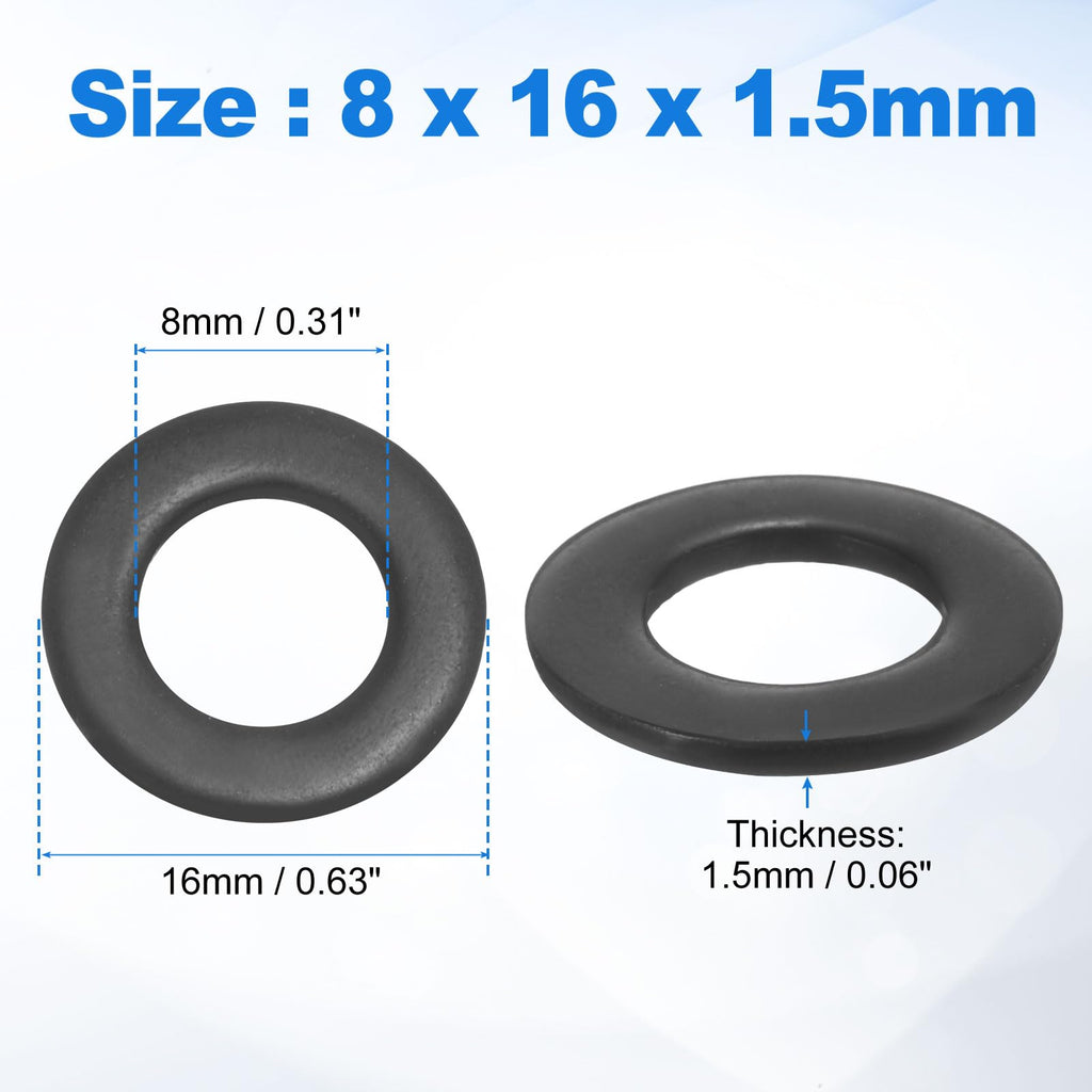 60Pcs M8 304 Stainless Steel Flat Washers ID 8mm, OD 16mm, Thk 1.5mm