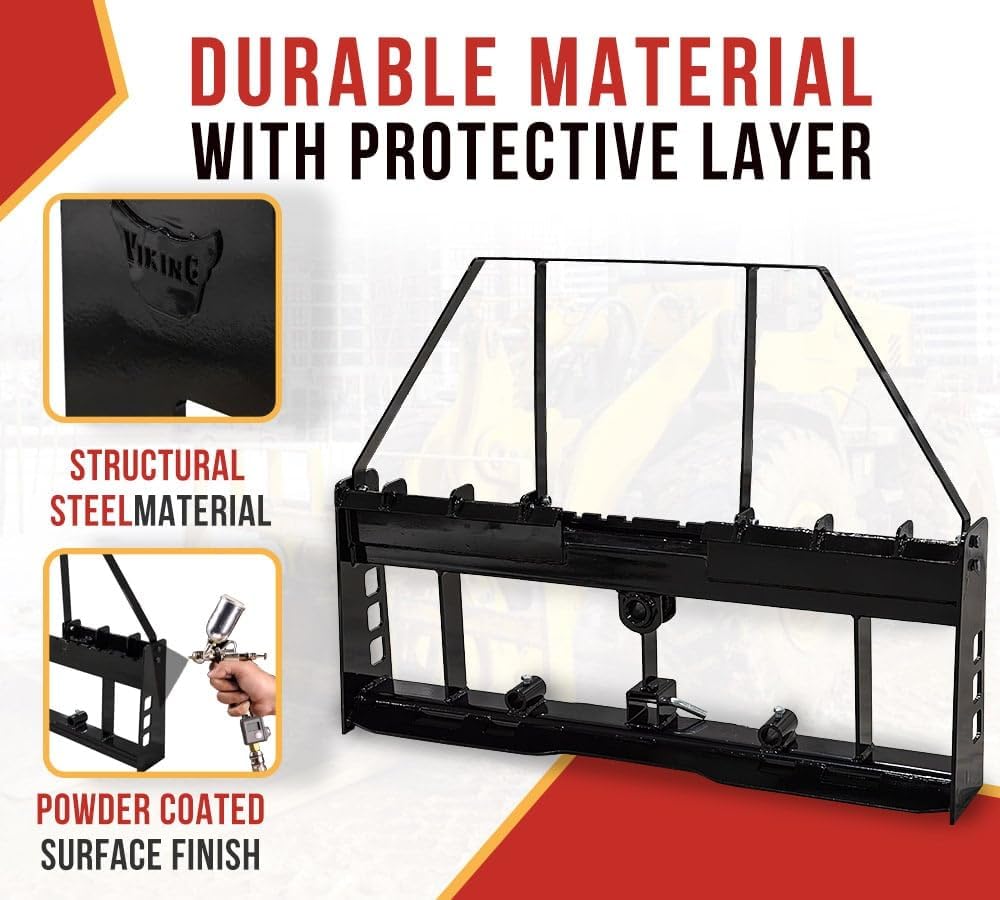 47" Skid Steer Pallet Fork Frame Quick Attachment for Loaders, Quick Tach Tractor, and 48" Forks Blades - 4,000lbs