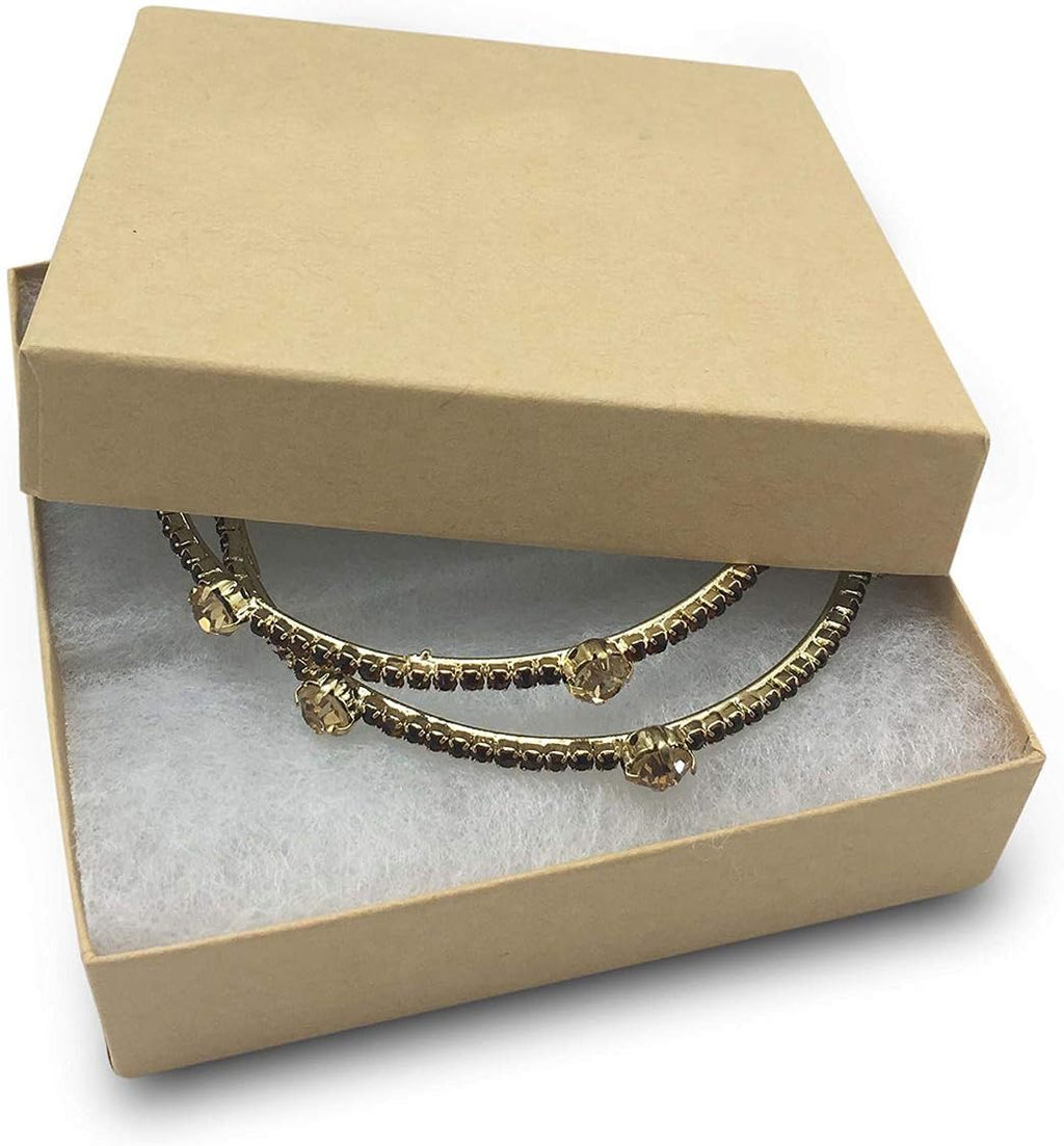 TheDisplayGuys 100 Cardboard Jewelry Gift Boxes with Inserts - Kraft Brown