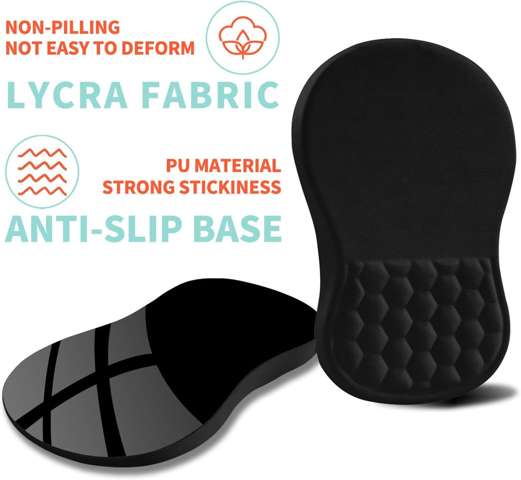 Ergonomic Mouse Pad Wrist Support with Memory Foam Massage Bulge, Carpal Tunnel Pain Relief Mousepad Wrist Rest for