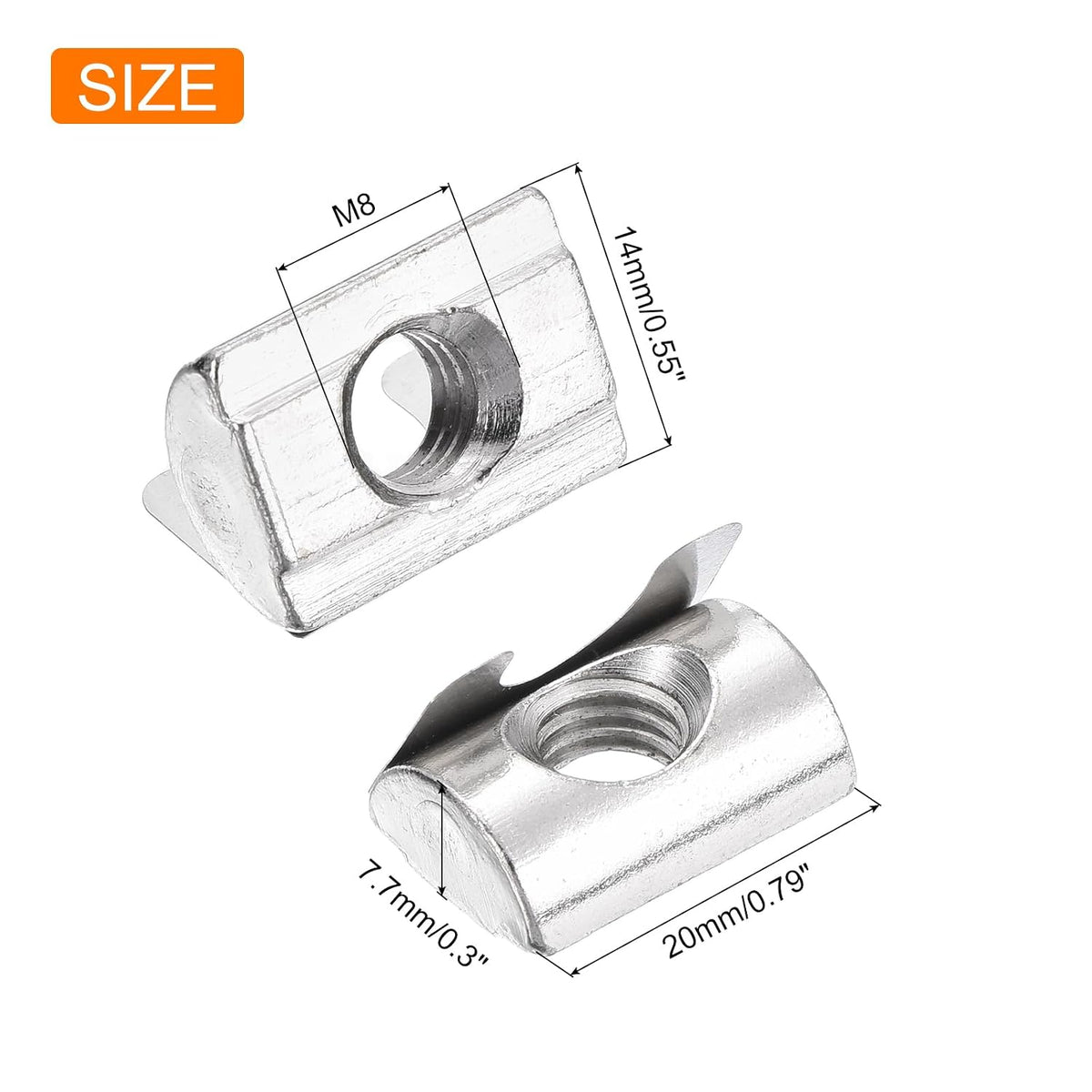 uxcell 30Pcs M8 T Nuts Roll in Spring T Nut 4040 Series W/Spring Sheet