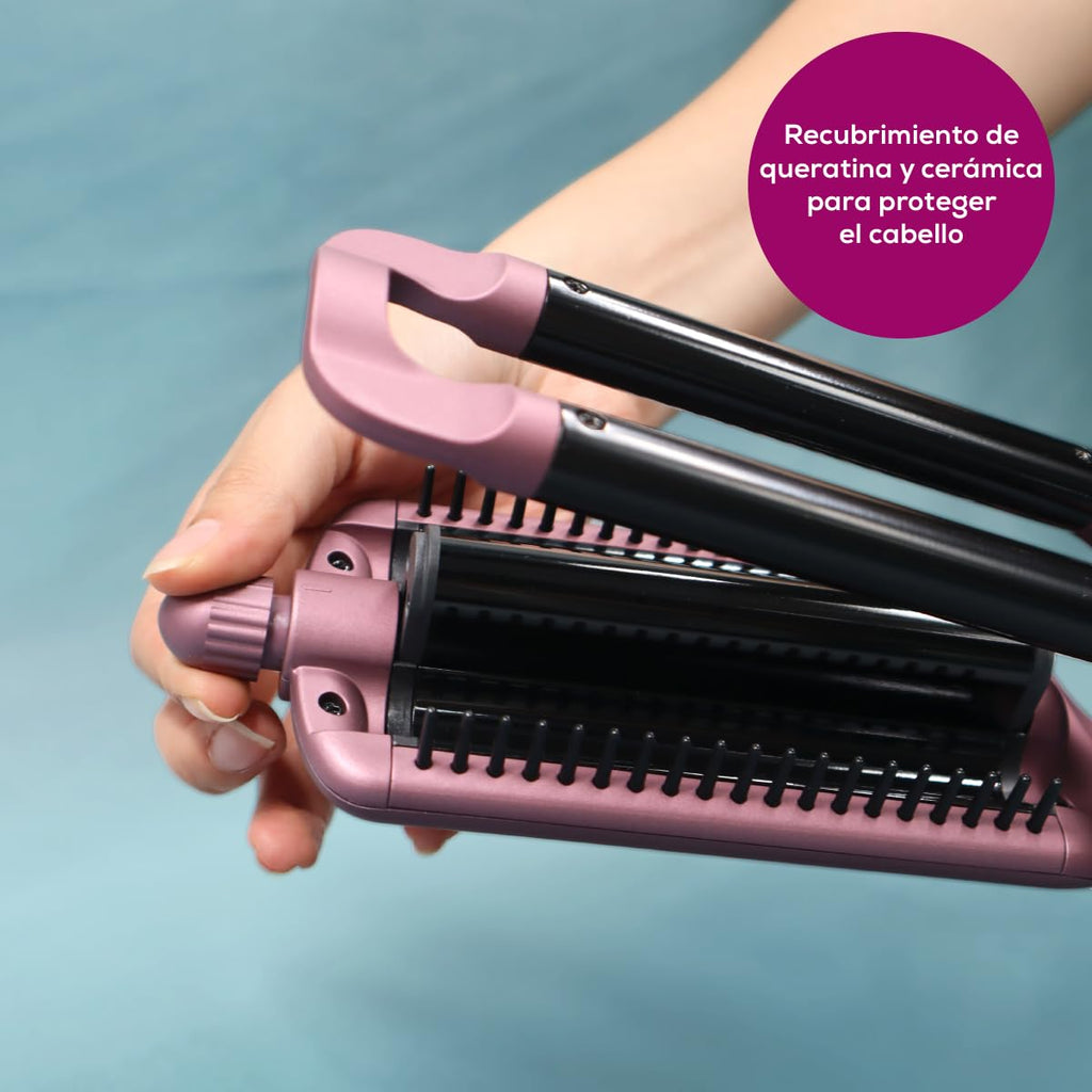HT65 4-in-1 Wave Styler, 3 Barrel Curling Iron and Crimper, Adjustable Deep Hair Waver Wand for Beach, Mermaid