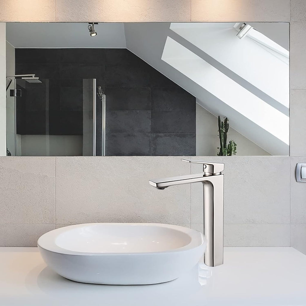 Vessel Sink Facuet Brushed Nickel Single Handle Tall Bathroom Sink Faucet Vanity Bathroom Faucet, Rv Lavatory Vanity