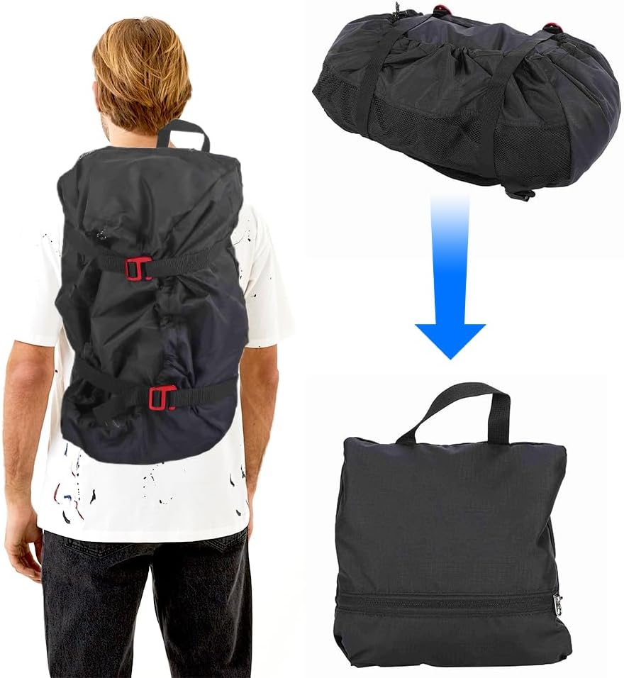 Rock Climbing Rope Bag, Arbor Rope Storage Bag Foldable Backpack with Large Rope Tarp Adjustable Shoulder Straps