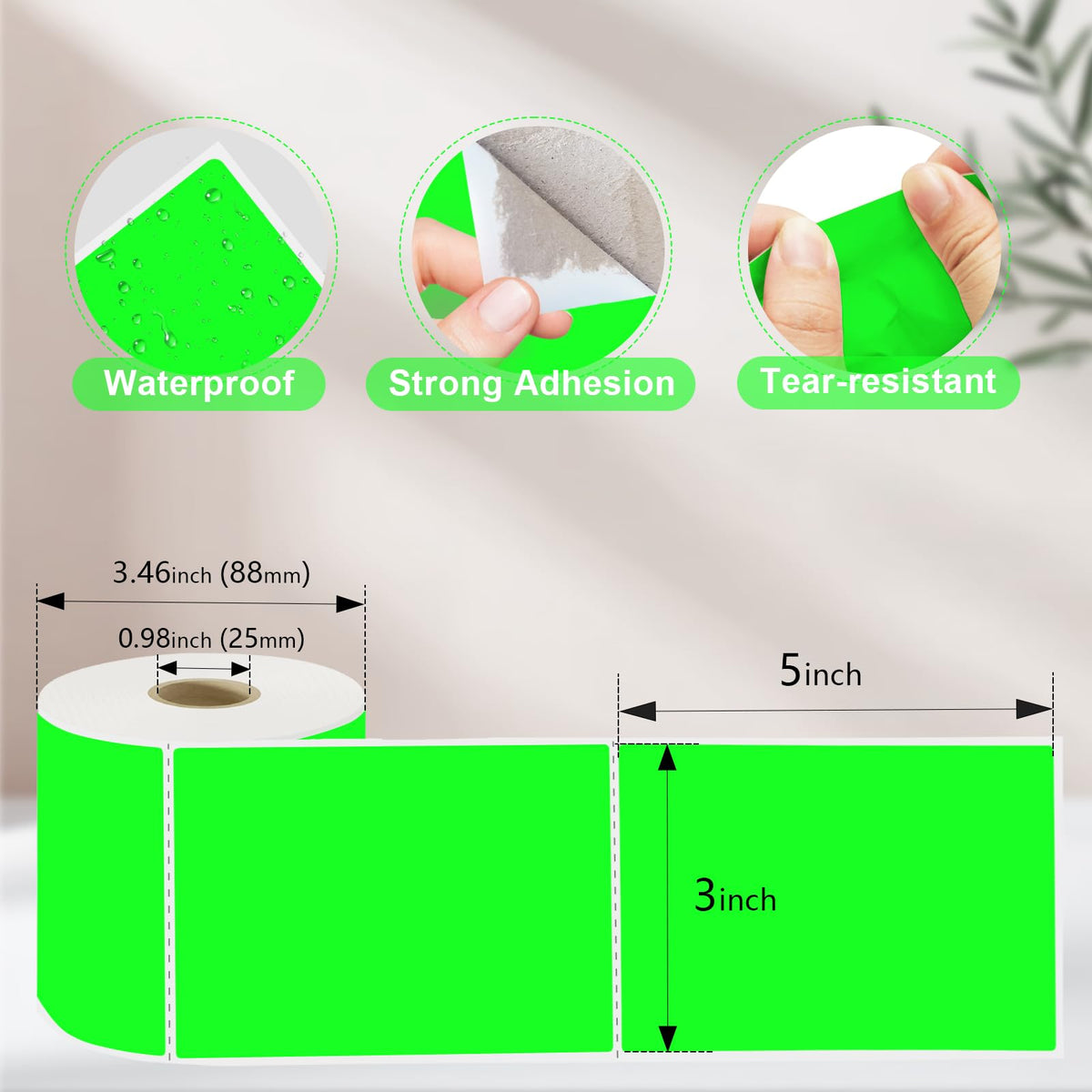 3 X 5 Inch Printable Waterproof Rectangle Color Coding Labels, 300 Per Roll Adhesive Color Coding Stickers for