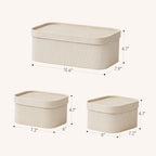 Decorative Storage Boxes with Lids Faux Leather, 3 Pack