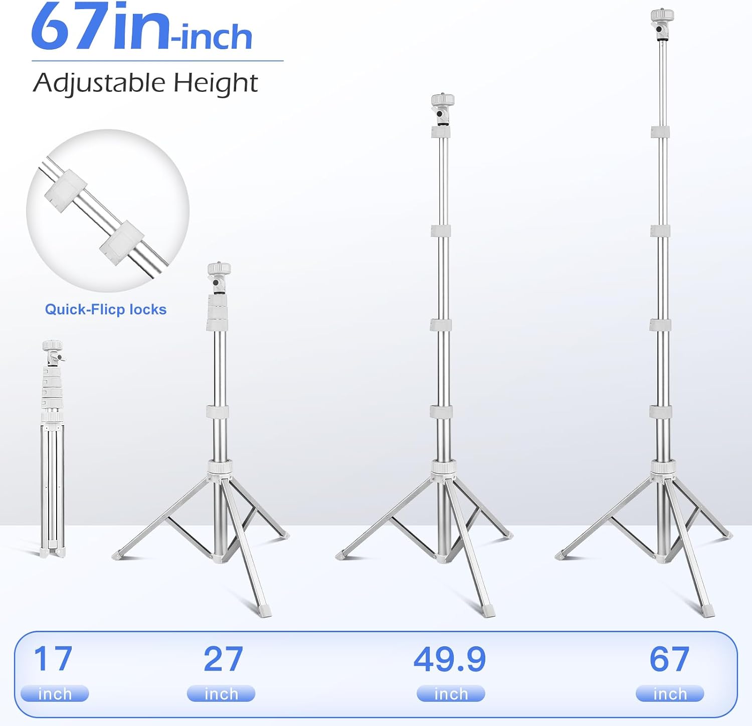 67" Phone Tripod & Selfie Stick, Extendable iPhone Tripod Stand with Wireless Remote and Phone Holder, Compatible