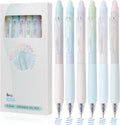 Erasable Pens, 6 Pack Fine Point 0.5mm Blue Erasable Gel Pens | 360°Rotating Erasers, Make Mistakes Disappear