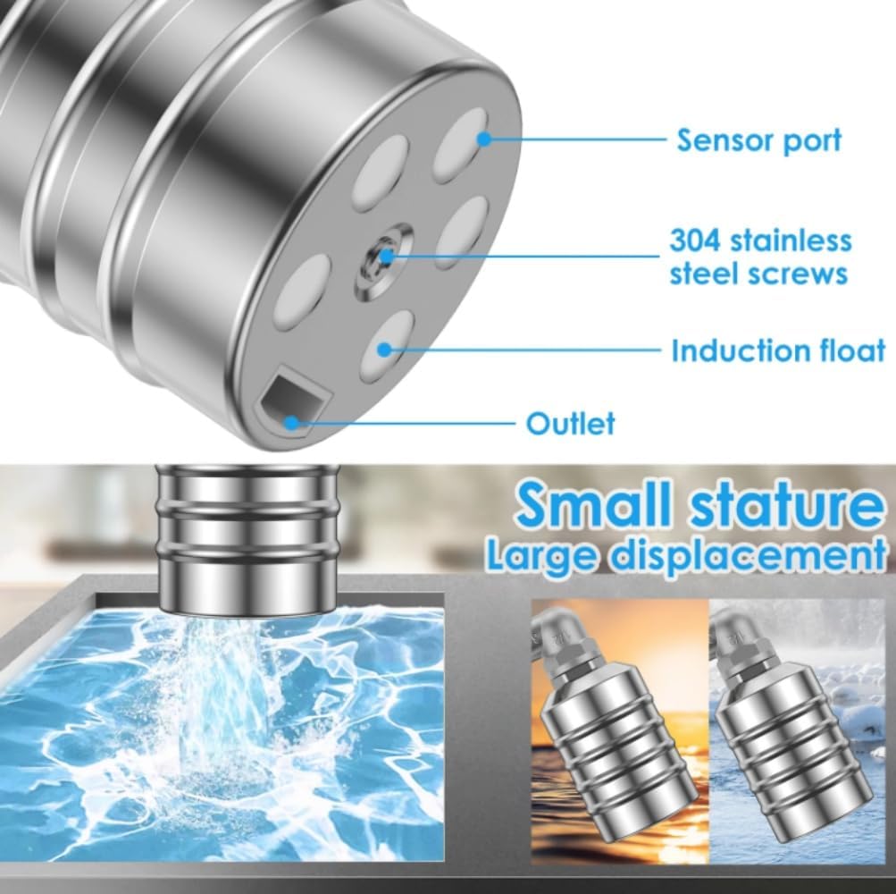 304 Stainless Steel Automatic Float Valve - Fully Automatic Water Level Control, 1/2'' to 3/4'' for Tanks, Pools