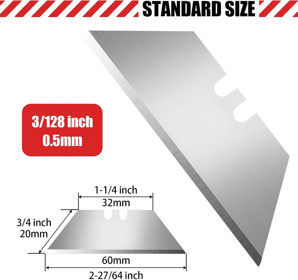 50 Pack Utility Knife Blades, SK5 Steel Box Cutter Blades with Dispenser, Standard Blades for Box Cutter Utility