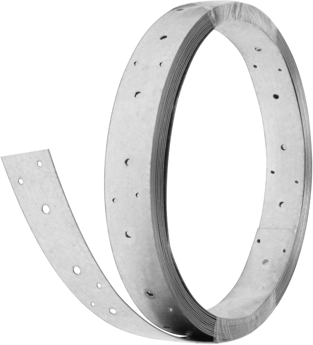 32ft Metal Strapping,1-3/8" Width Perforated Steel Coil Tie Strap