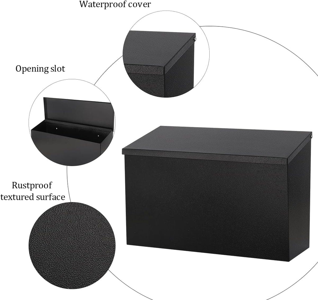 Wall-Mount Mailbox for Outside,Large Capacity Mail Box Waterproof and Rust-Resistant, Galvanized Steel Metal Post
